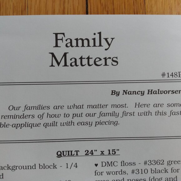 Vintage Family Applique Quilt Sewing Pattern by Art to Heart UNCUT - Picture 4 of 7